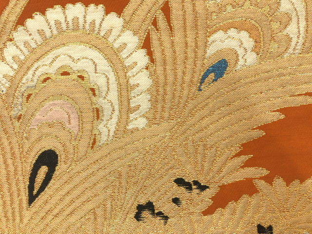 JAPANESE KIMONO / ANTIQUE NAGOYA OBI / WOVEN FLOWER & KIKU
